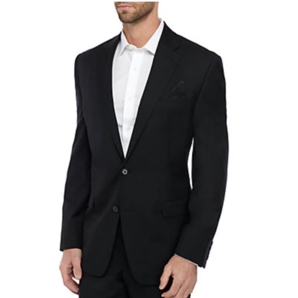 Lauren Ralph Lauren‎ 40L black wool blend blazer classic career dressy elegant